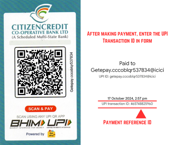 Josephite Festival UPI payment QR code and transaction ID instructions